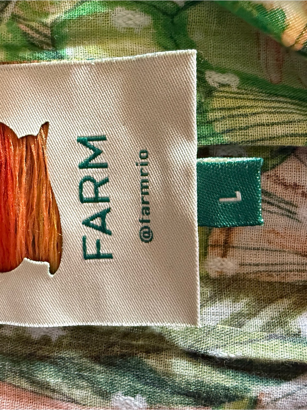 FARM Rio Green and Orange Tropical Print Puff-Sleeve Blouse - Picture 15 of 16